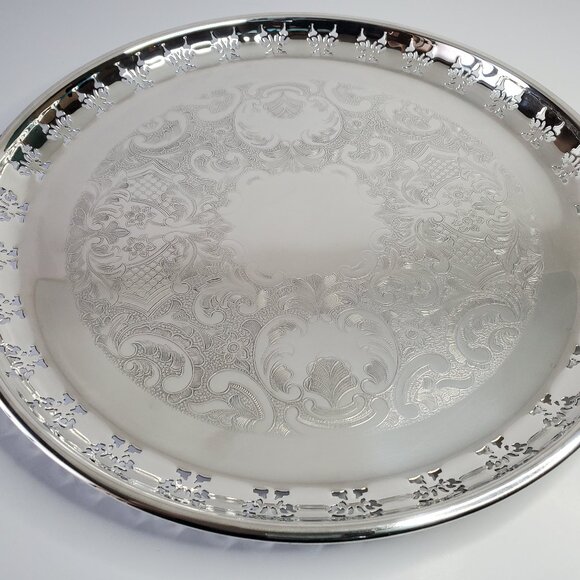 Birks Primrose Plated Serving Tray – 13.5" – Vintage w/ Original Box - Picture 4 of 11